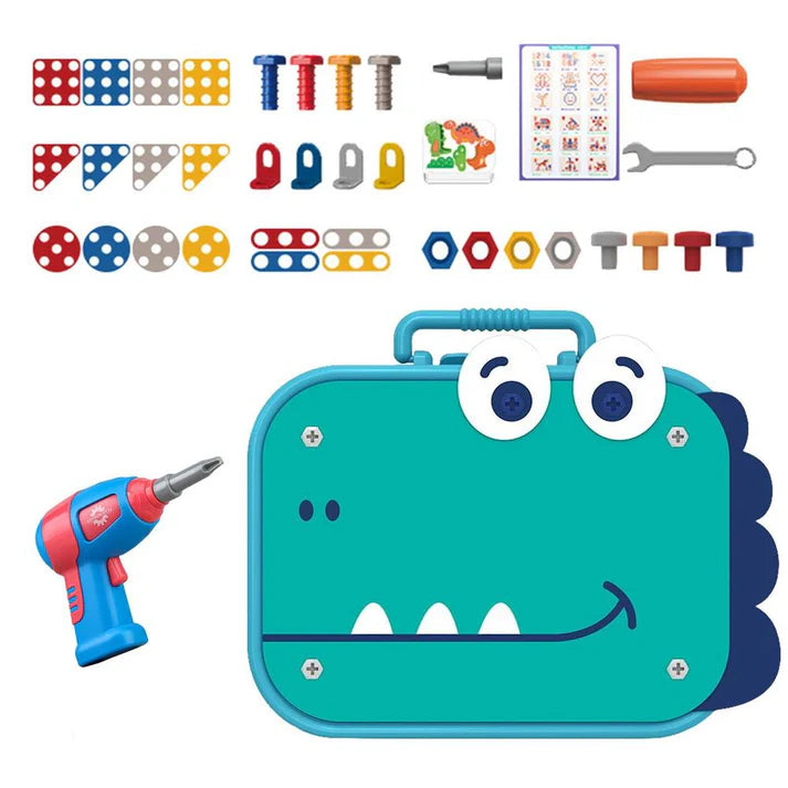 Building Toy with Screws, Mini Drill and Case - 211 Pieces