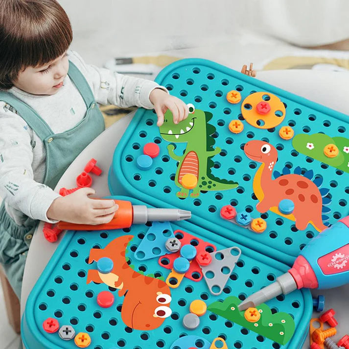 Building Toy with Screws, Mini Drill and Case - 211 Pieces